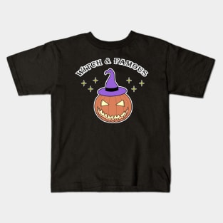Trick or Treat Pumpkin Witch Hat Stars Kids T-Shirt